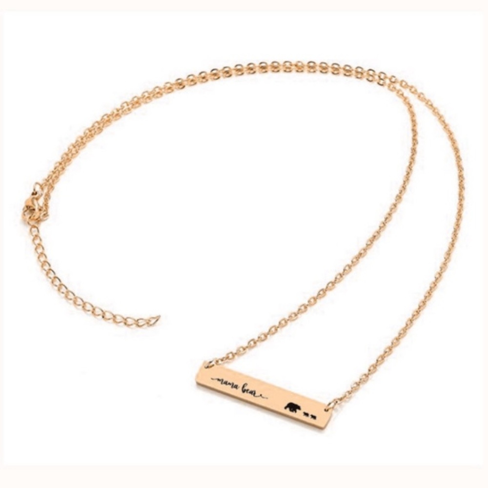 NWT! Rose Gold Silver or Gold Mama Bear Bar Chain Necklaces - Picture 5 of 6